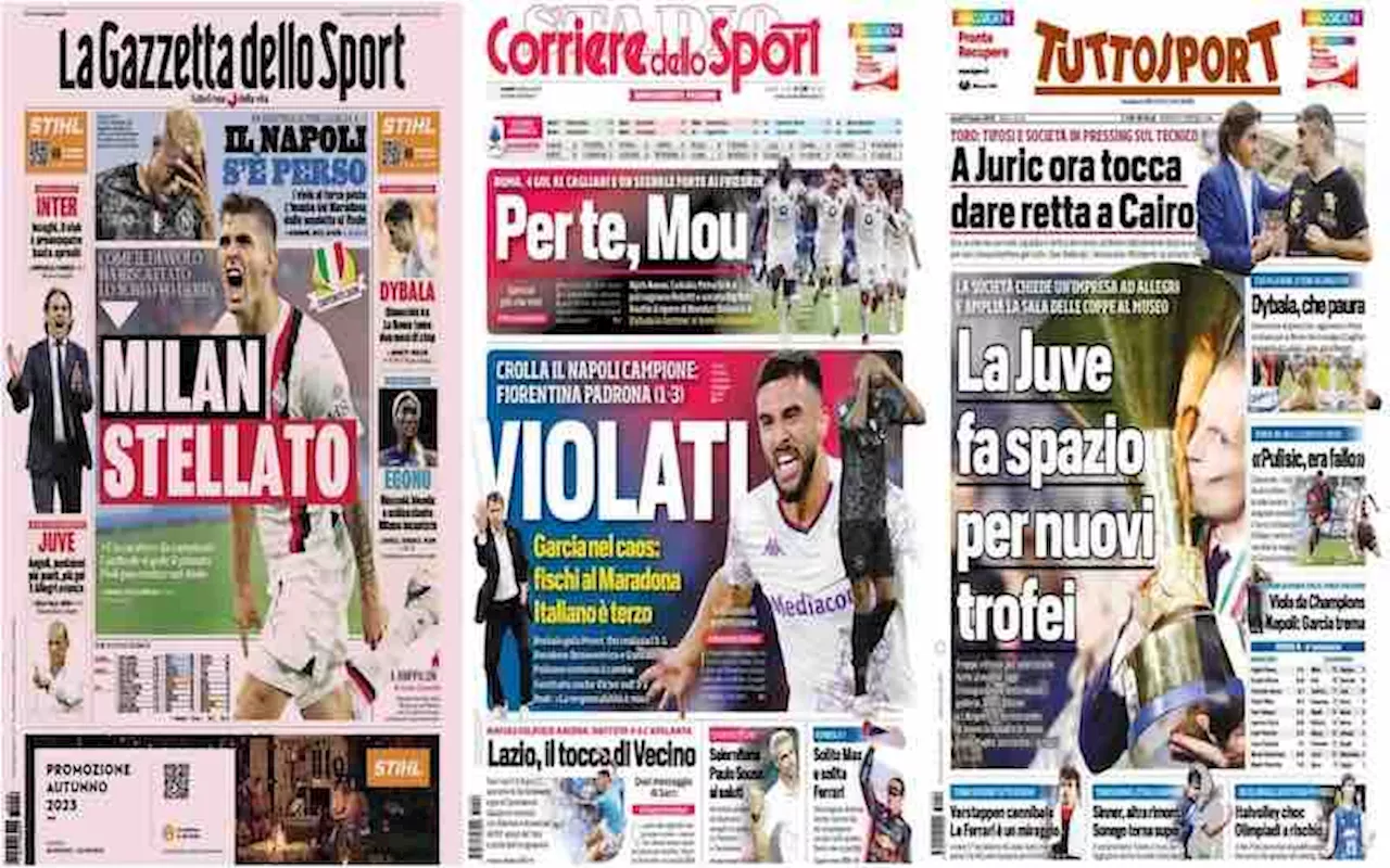 Rassegna stampa, le prime pagine dei quotidiani sportivi del 9 ottobre