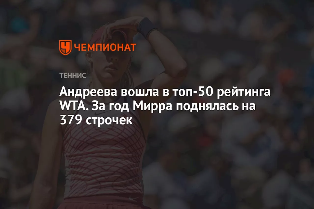 Андреева вошла в топ-50 рейтинга WTA. За год Мирра поднялась на 379 строчек