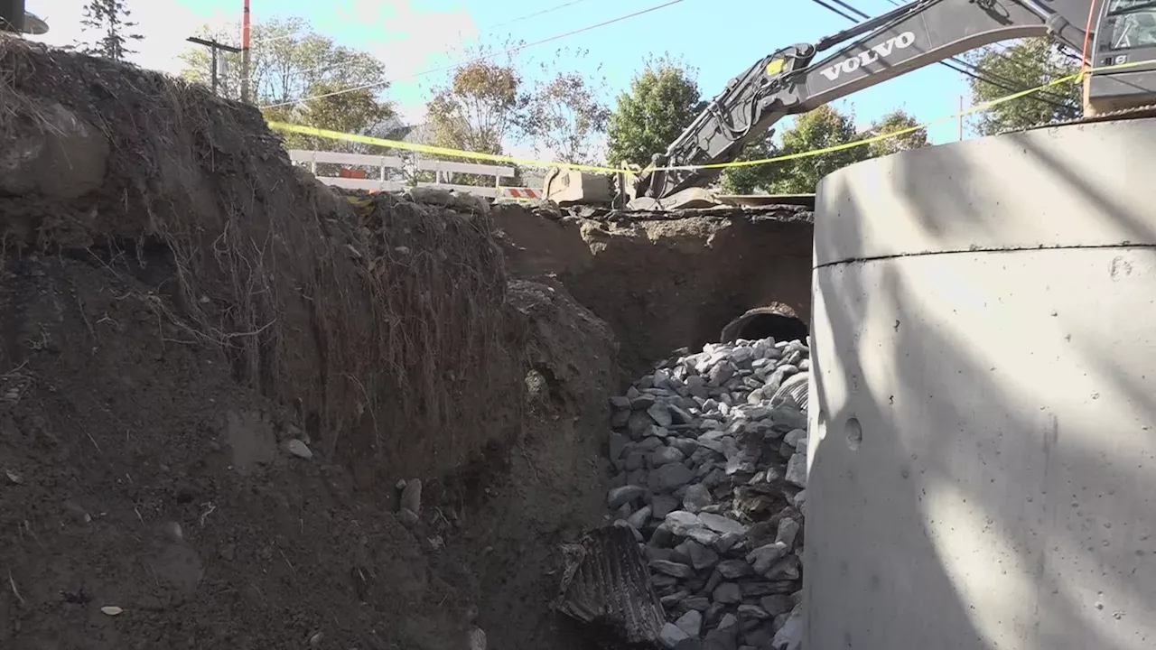 Remnants of former Tropical Storm Philippe cause major damage to Maine road project