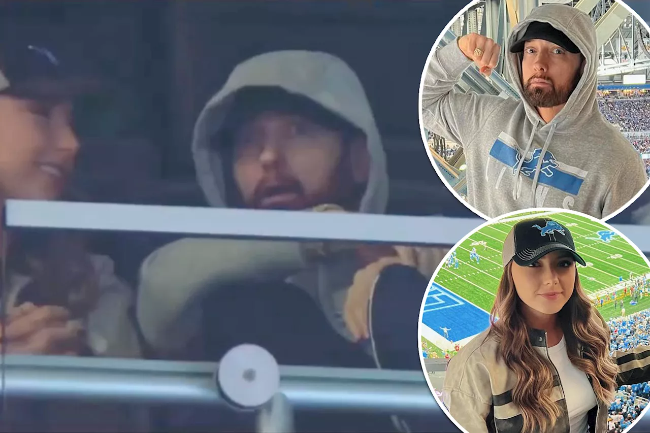 Eminem makes rare appearance at Detroit Lions game with daughter Hailie Jade