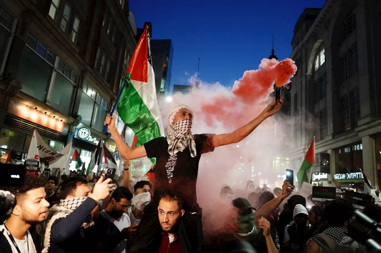 Israel-Gaza conflict: Thousands attend Pro-Palestine protest outside Israel embassy in London