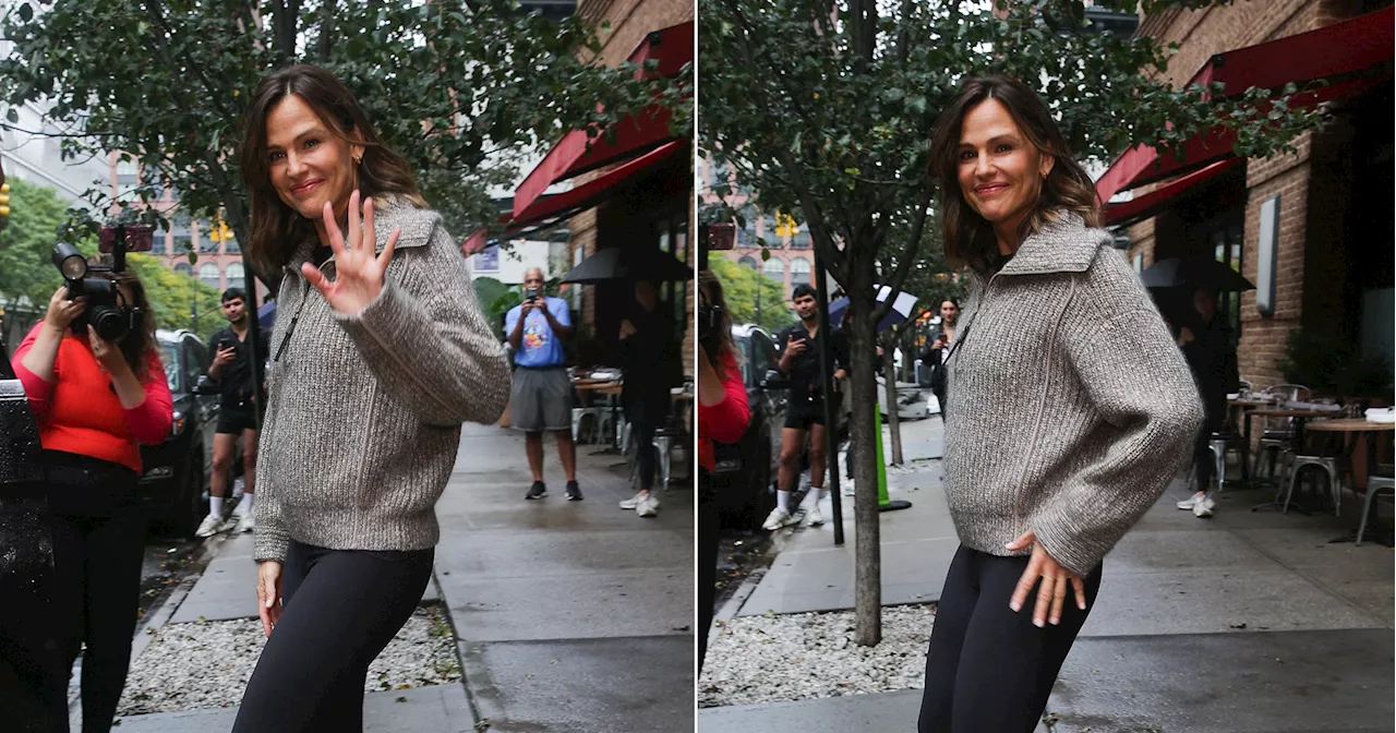 Jennifer Garner Is All Smiles in a Half-Zip Knit — Get the Look