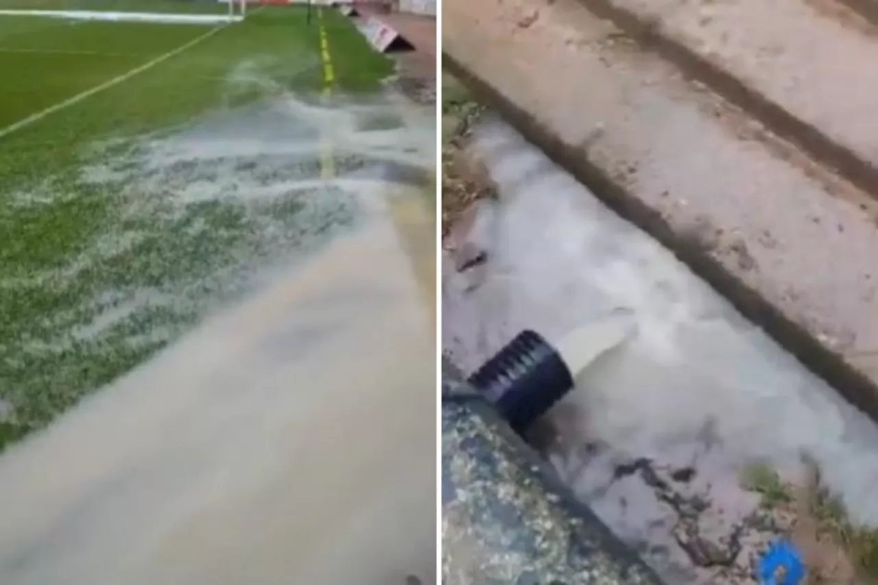 Footage shows scale of Dundee vs Rangers challenge as rain soaks pitch