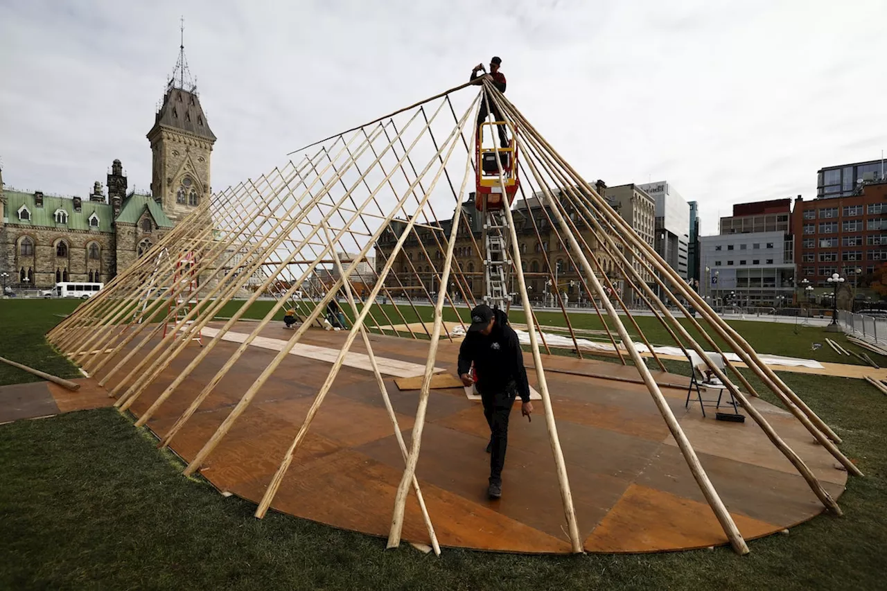 Massive tent celebrating Canada’s land, water ‘guardians’ raised on Parliament Hill