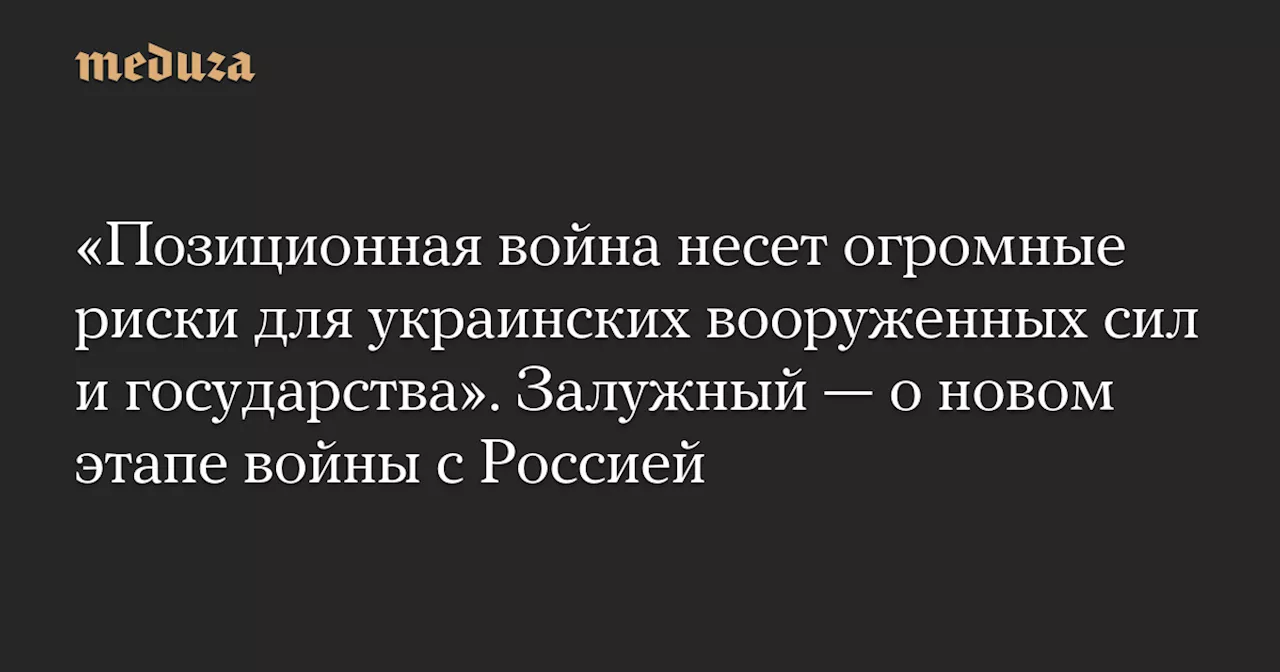 «Позиционная война несет огромные риски для украинских вооруженных сил и государства». Залужный — о новом этапе войны с Россией — Meduza