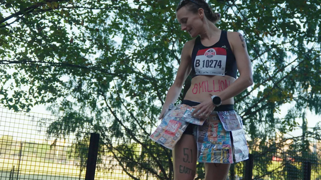 Tina Muir making fashion and sustainability statements at New York City Marathon