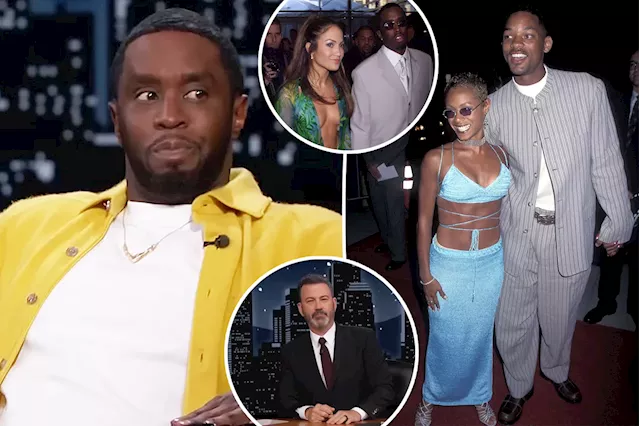 Diddy is left shocked when Kimmel brings up Will Smith, Jennifer Lopez and Jada threesome rumors