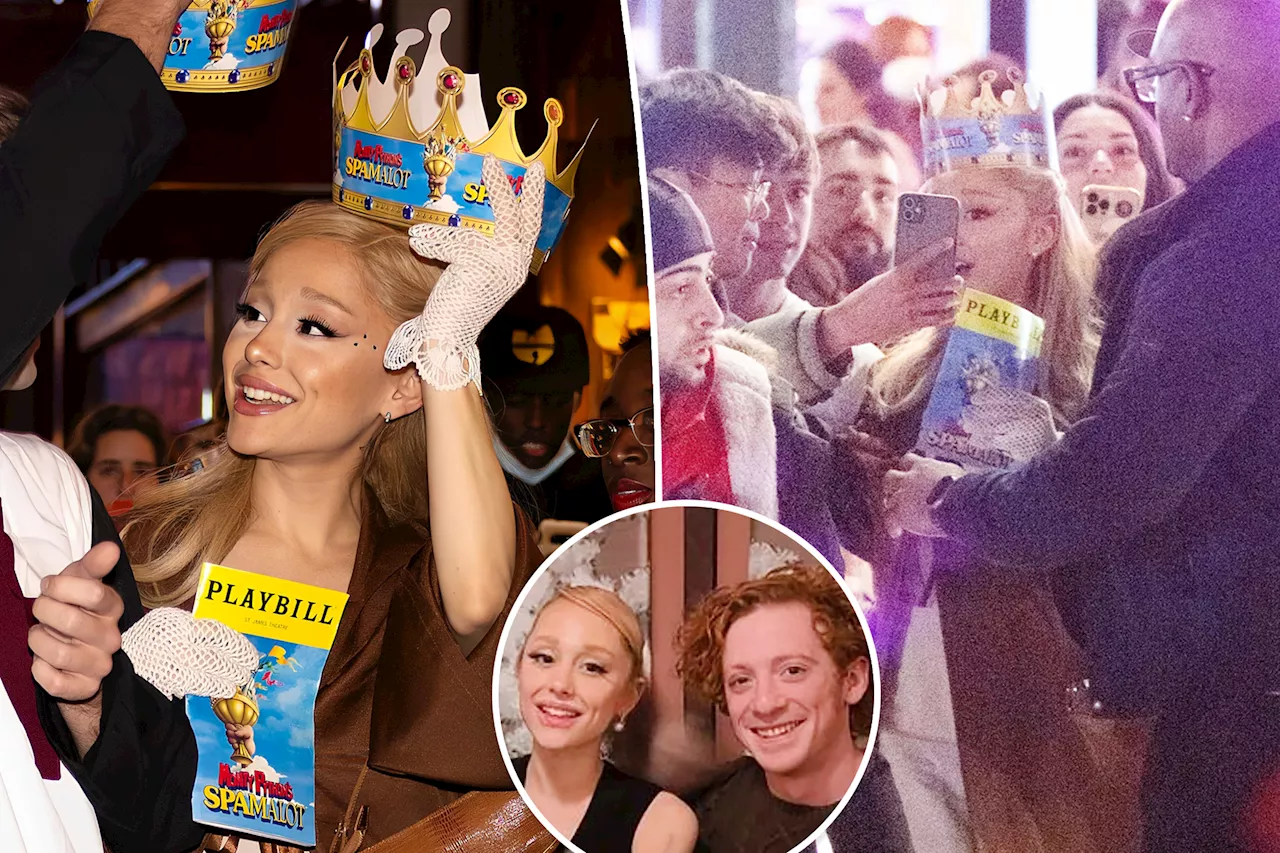 Ariana Grande mobbed by fans as she sees boyfriend Ethan Slater in 'Spamalot' on Broadway