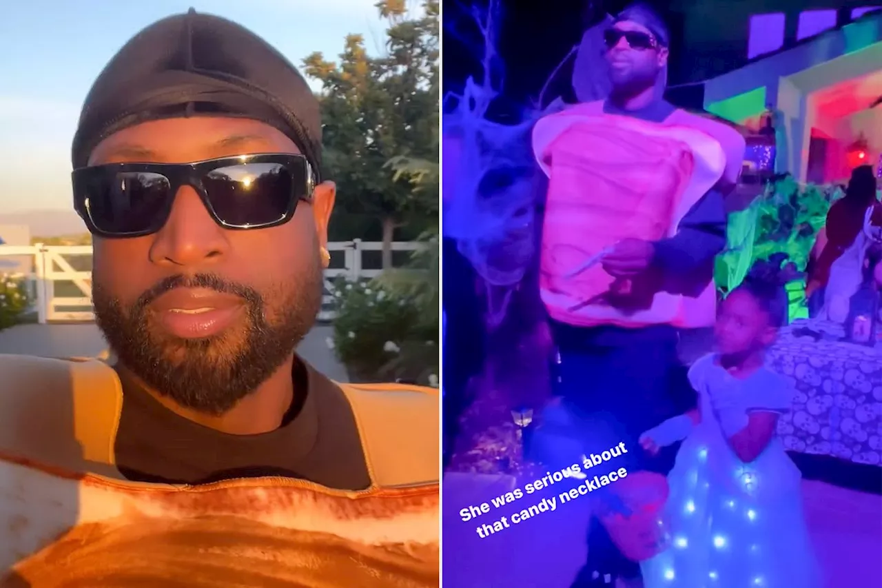 Dwyane Wade Dons Peanut Butter Sandwich Halloween Costume While Partying with Daughter Kaavia