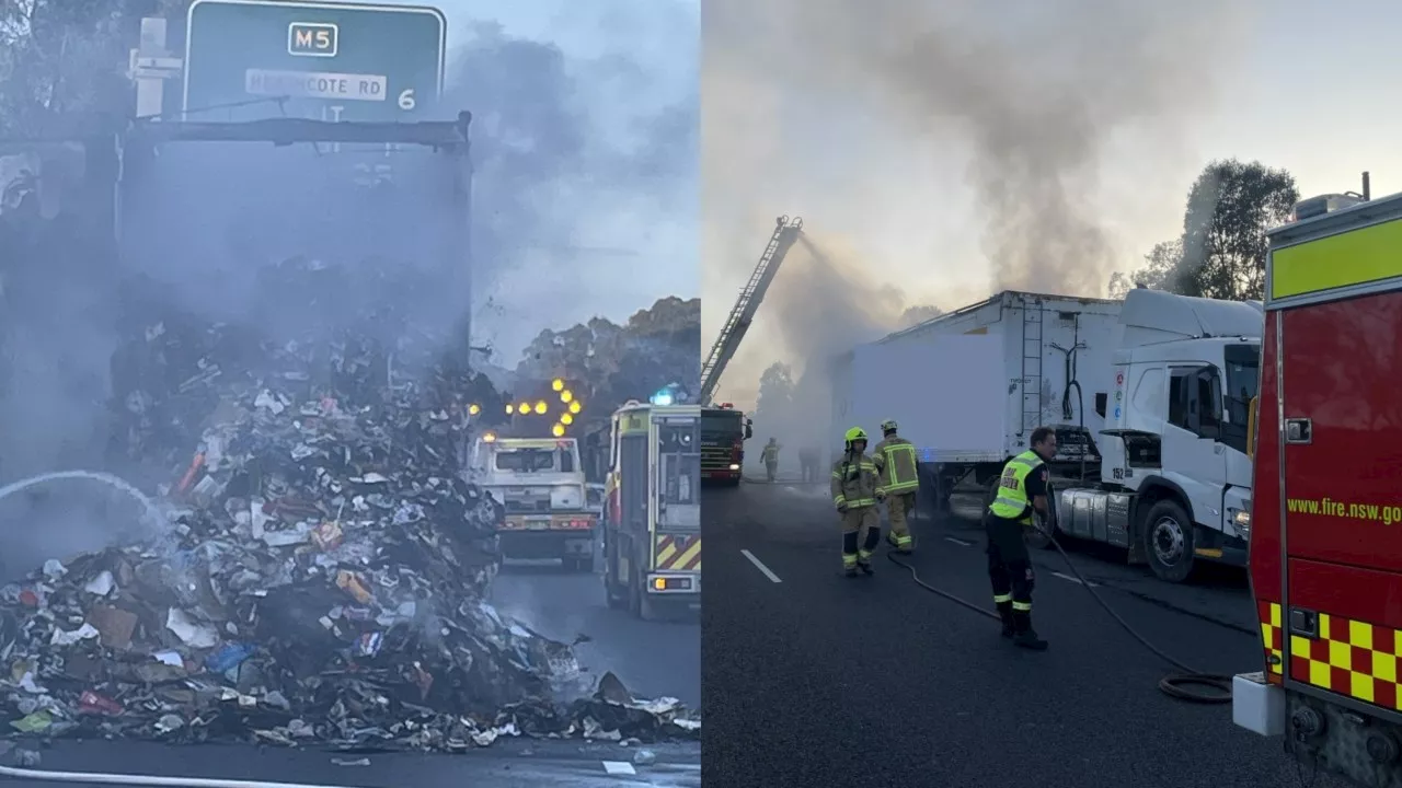 Commuters face major delays after garbage truck fire on major motorway