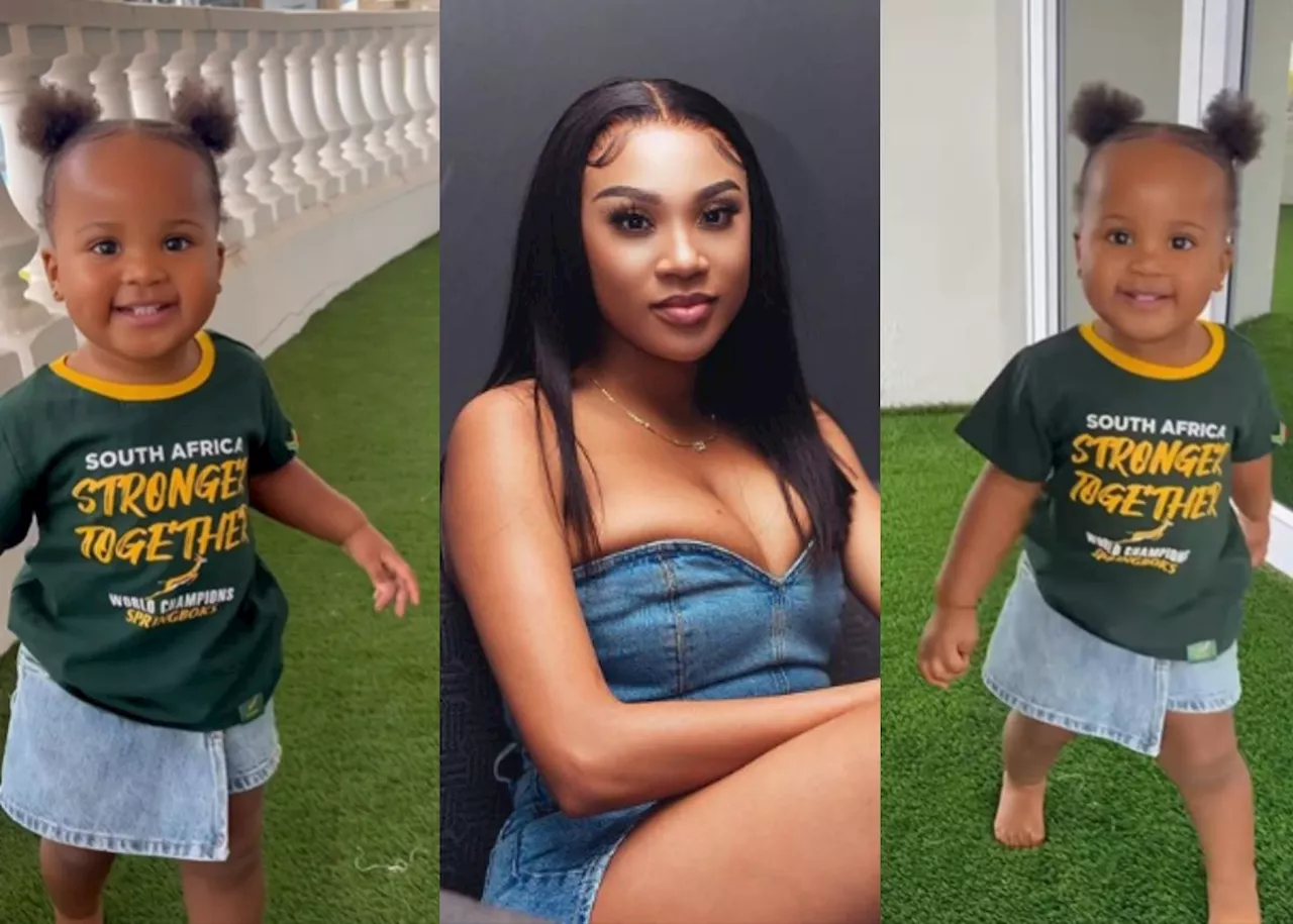 Aww! Tamia Mpisana’s kid, Miaandy’s clip in Springbok fit goes viral