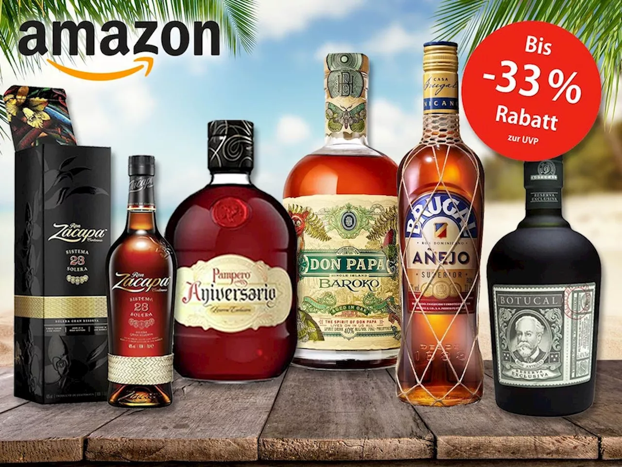 Rum bei Amazon stark reduziert: Bis zu 33% Rabatt bei Amazon auf Premium Spirituosen von Top Marken