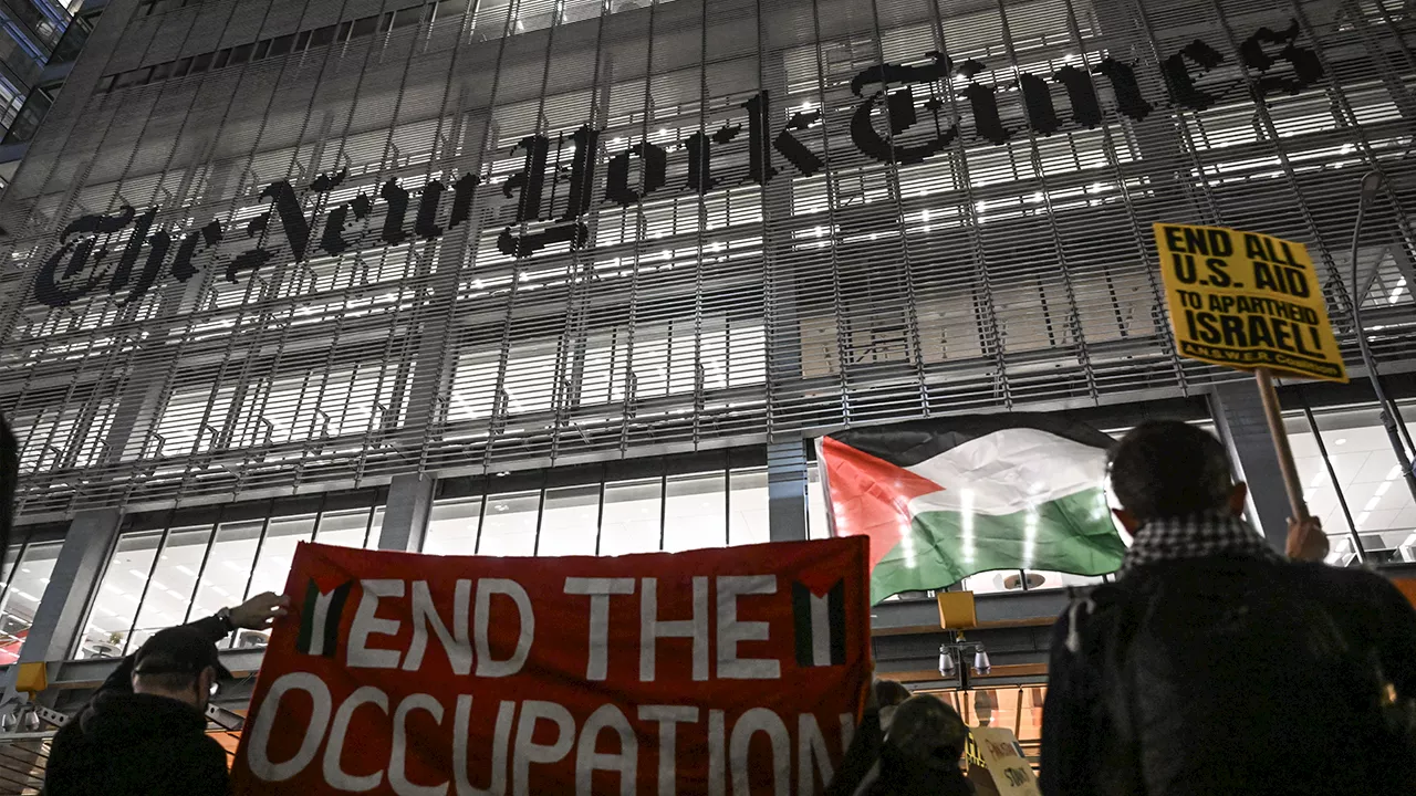 Pro-Palestinian protestors swarm New York Times headquarters calling for ceasefire in Gaza