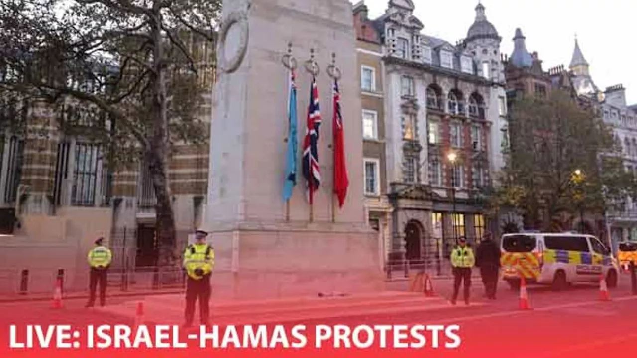 Pro-Palestine protest LIVE: Counter-demonstrators clash with police on Armistice Day with some seen heading...