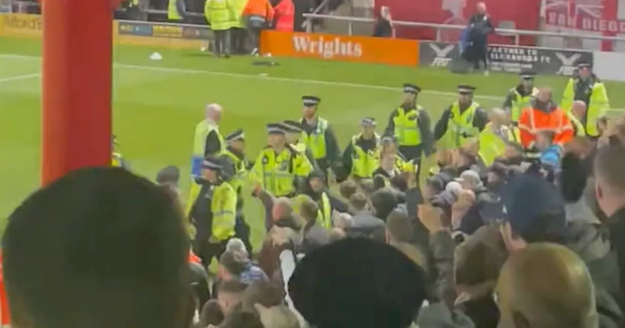 Police called onto pitch in crazy ending to Crewe Alexandra game