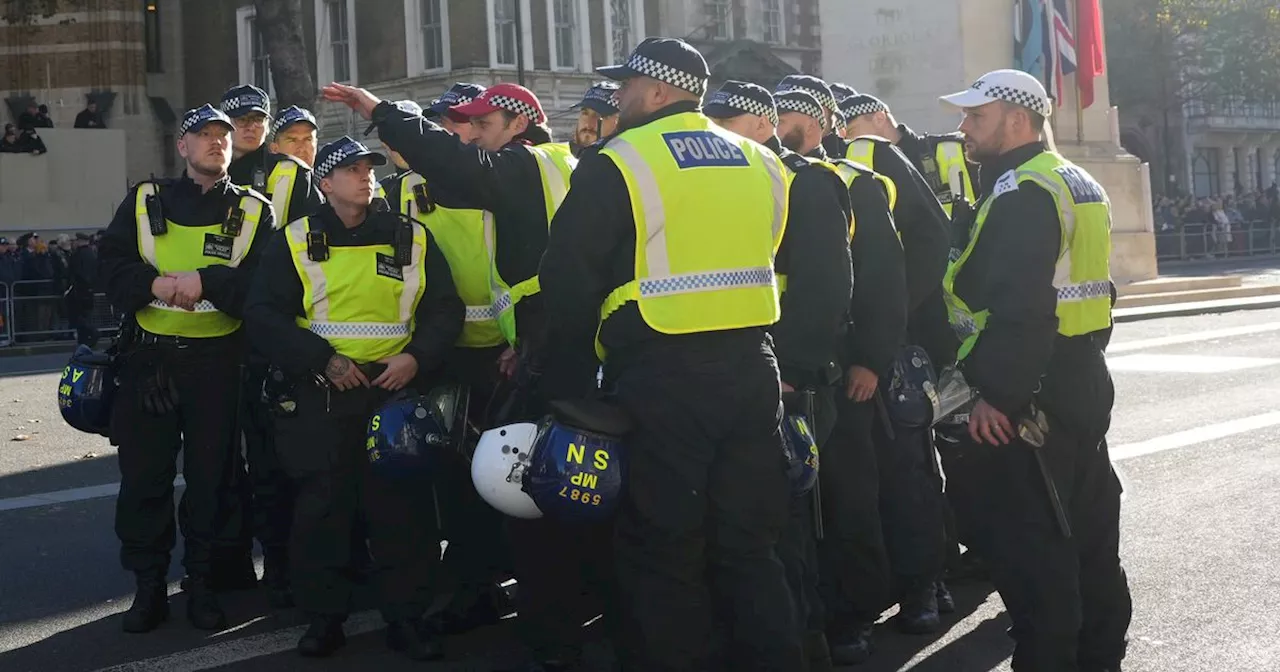 Tommy Robinson among far-right protesters near the Cenotaph