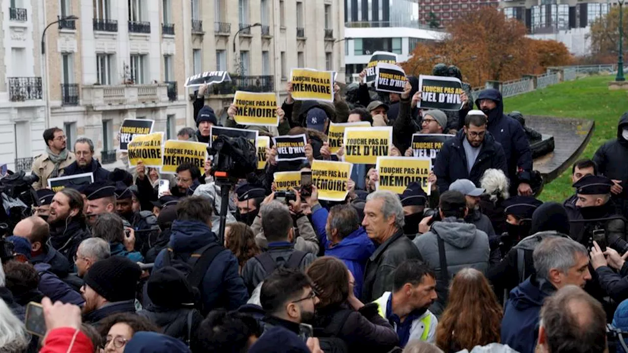  Marche contre l’antisémitisme : le dépôt de gerbe de LFI devant le mémorial du Vél d’Hiv perturbé par des manifestants