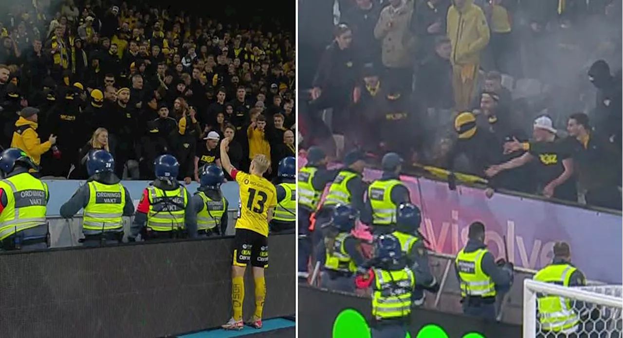 Skandalscener på Eleda Stadion - bråk vid bortaläktaren