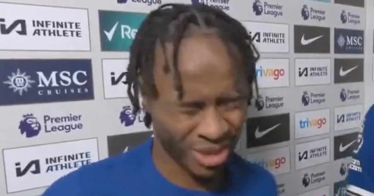 Chelsea Fans Cringe as Sky Sports Reporter Tries to Remove Grass from Raheem Sterling's Eye