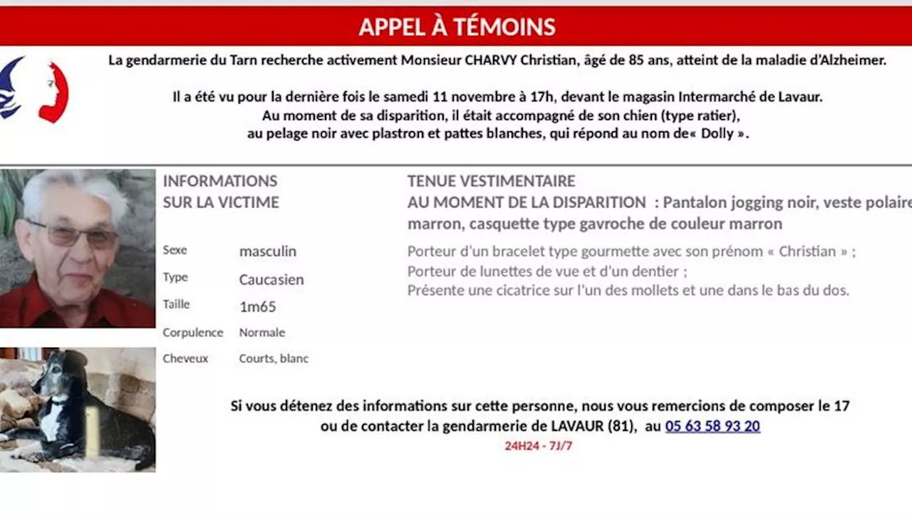 Lavaur: une personne âgée atteinte de la maladie d'Alzheimer a disparu