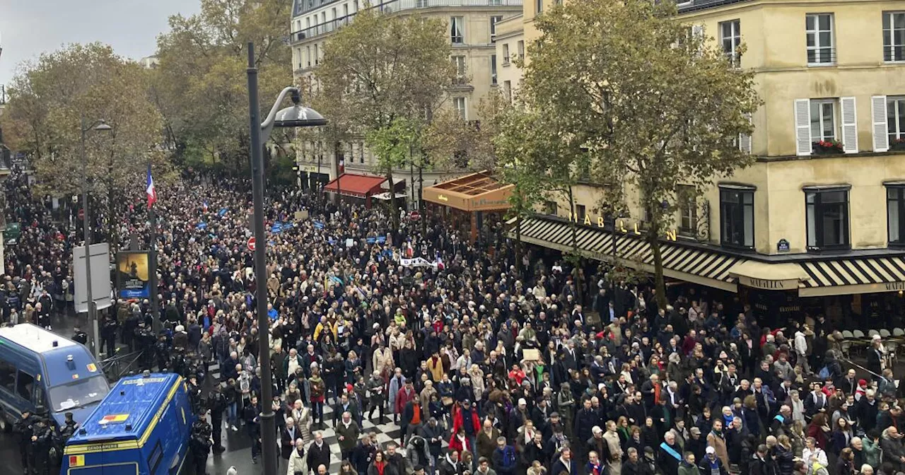 More than 100,000 people march in Paris against soaring antisemitism amid Israel-Hamas war