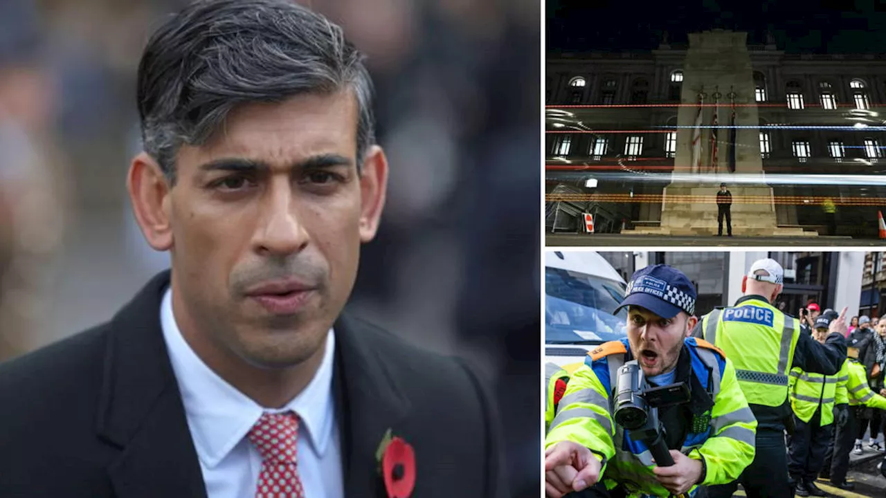 Rishi Sunak calls for unity on Armistice Day, as police fear 'serious disorder' amid Palestine march...