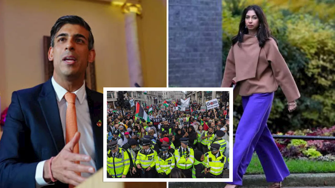 Rishi Sunak 'considers firing Suella Braverman', with Conservatives split over Palestine police bias comments