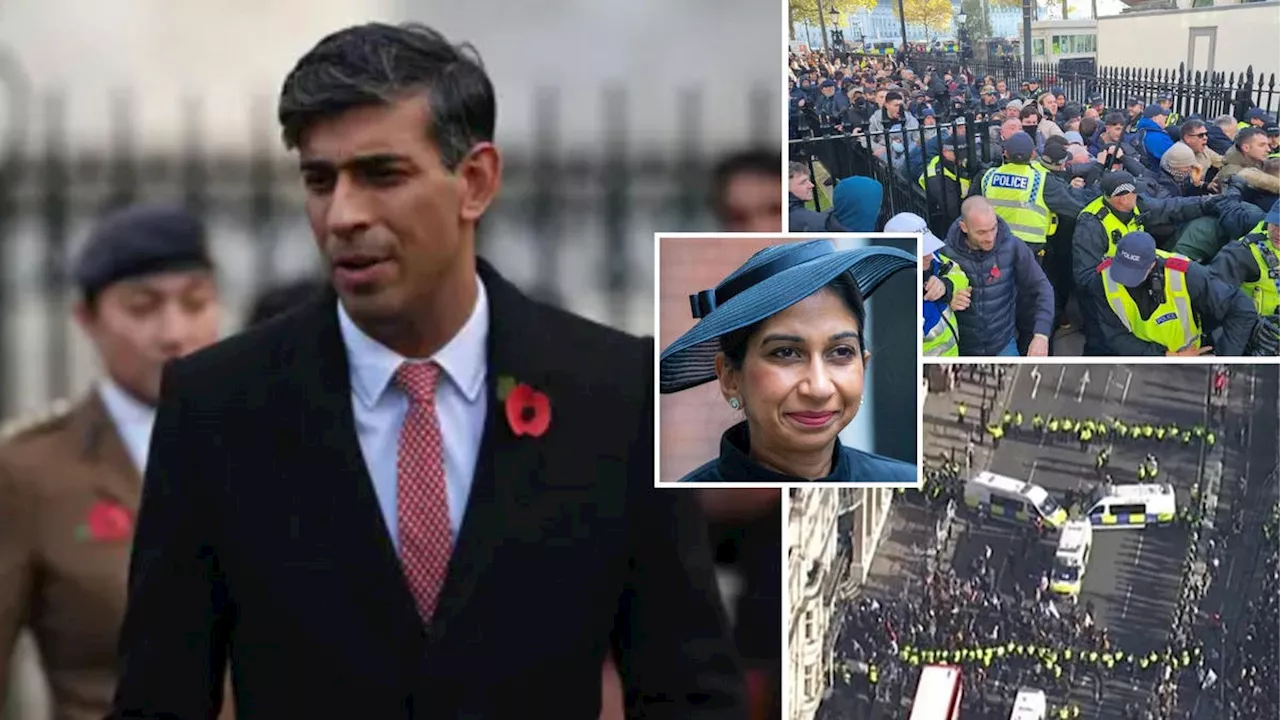 Sunak echoes Braverman as PM 'to crack down on unruly protesters' after Armistice Day violence