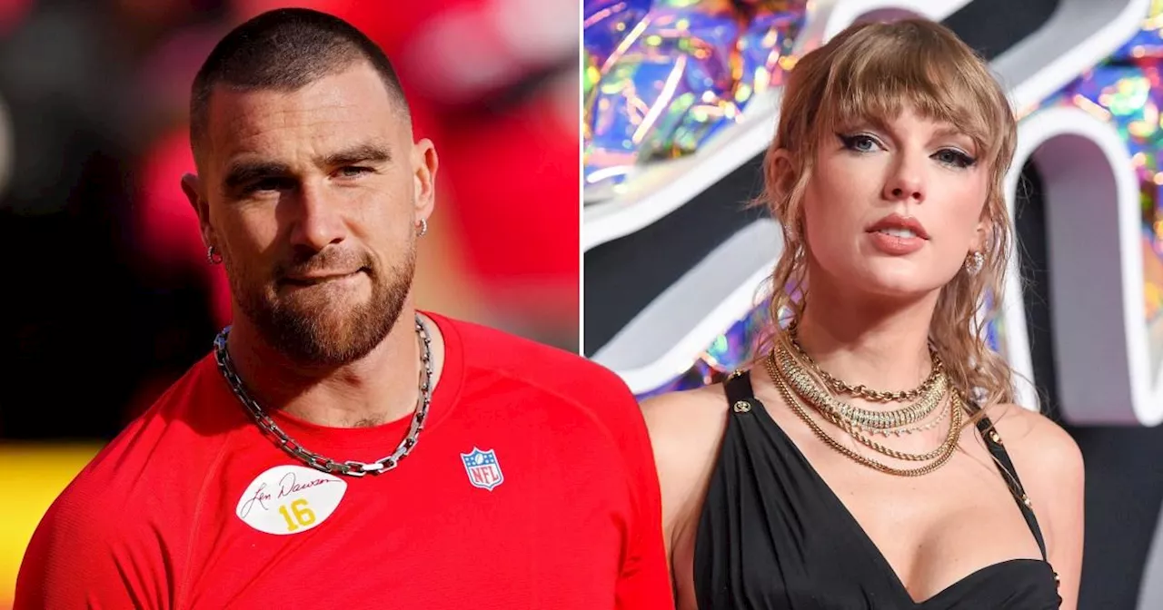 Taylor Swift and Travis Kelce pictured kissing as she runs off stage