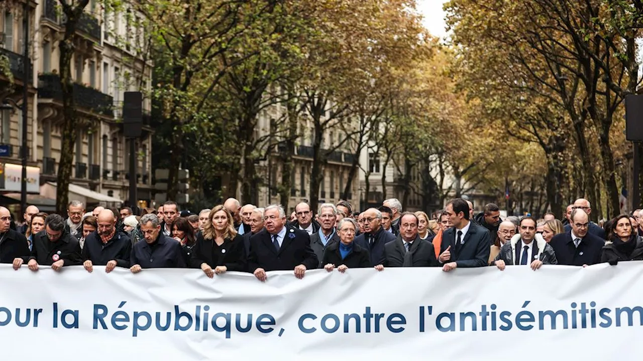 Meer dan honderdduizend Fransen doen mee aan mars tegen antisemitisme in Parijs