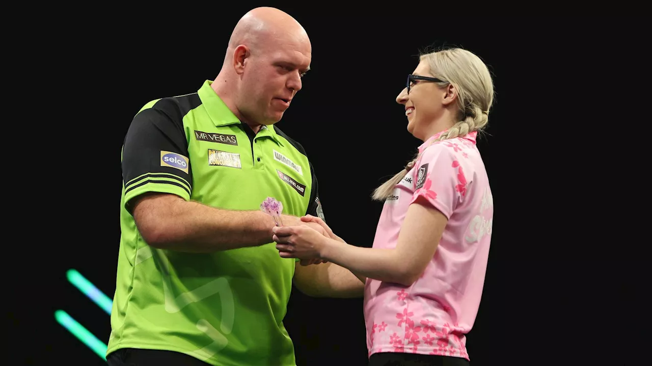 Fallon Sherrock battles but falls to Michael van Gerwen in Grand Slam of Darts