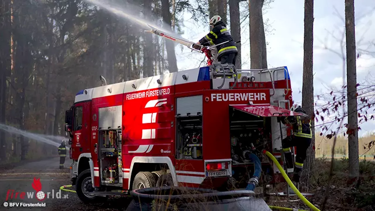 Stmk: KHD-Übung des BFV Fürstenfeld mit 19 Feuerwehren mit dem Thema 'Waldbrand'