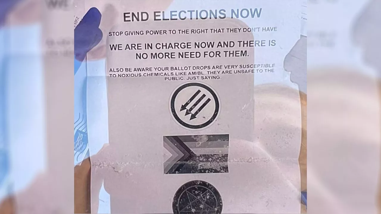 Suspicious Envelope Filled with White Powder Sent to Sixth County Election Office