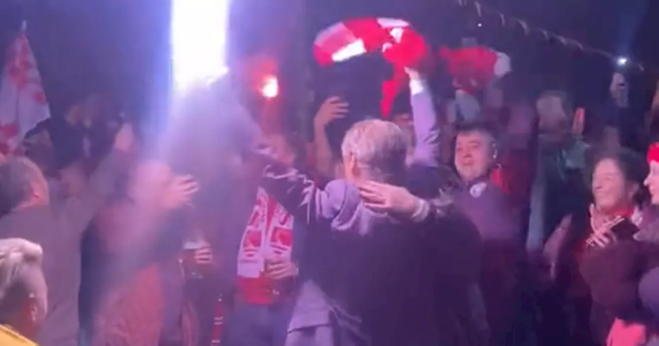 Brian Kerr celebrates with flare after St Pat's win FAI Cup