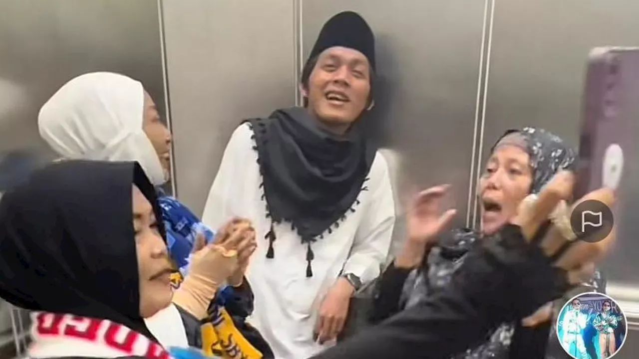 Momen Kocak Gus Iqdam Terjebak dan 'Dibegal' Emak-emak di Dalam Lift di Tanah Suci