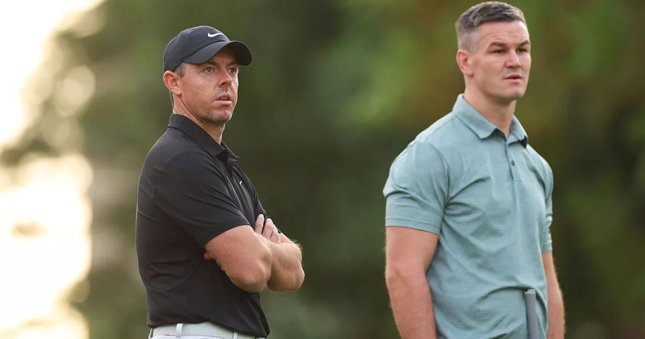 Johnny Sexton plays golf with Rory McIlroy in Dubai