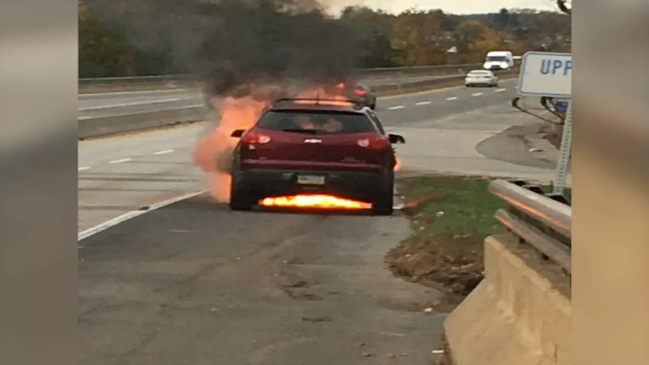 Passersby save woman and young son from burning car in Norristown