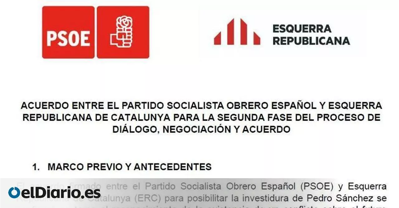 El acuerdo entre el PSOE y ERC para la investidura de Pedro Sánchez