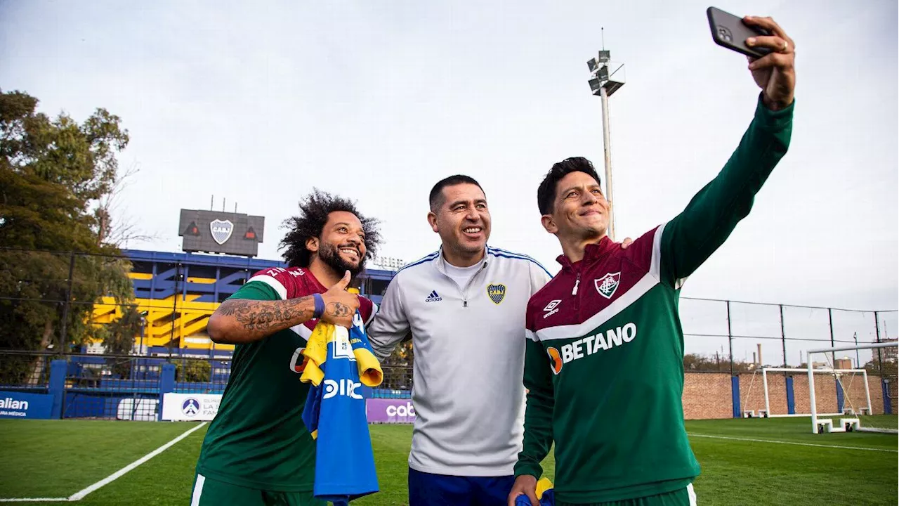 O encontro casual de Riquelme com astros do Fluminense na Argentina