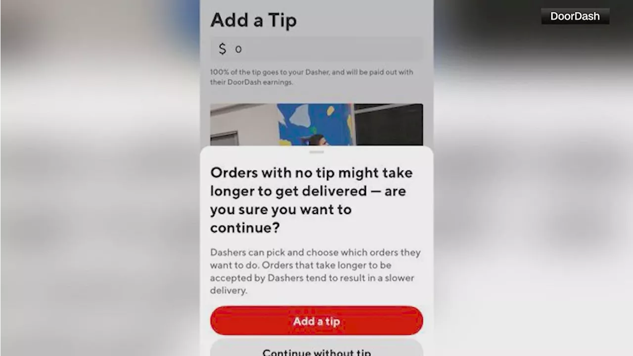 DoorDash testing a program that notifies users that if they don't tip, their order could take longer