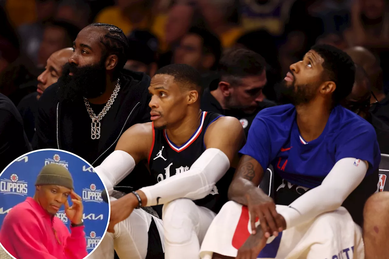 Russell Westbrook already tired of James Harden questions after blockbuster trade