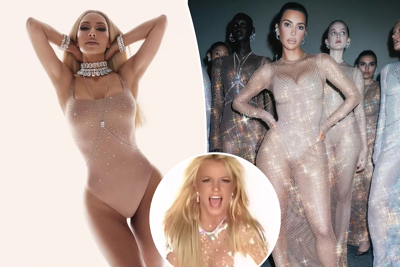 Kim Kardashian channels Britney Spears in sparkling nude bodysuit for Swarovski x Skims: 'It's giving 'Toxic''