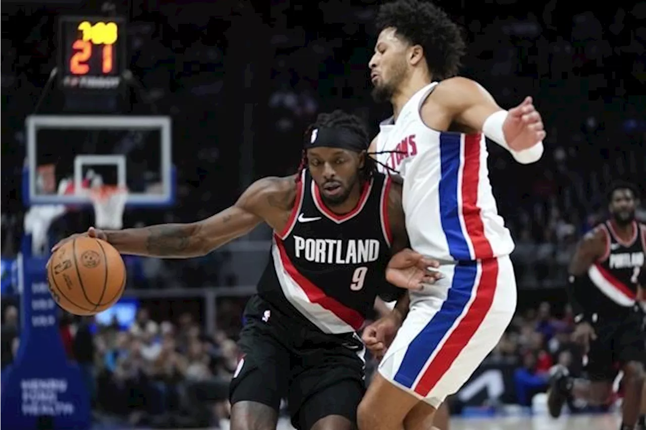 Canadian Shaedon Sharpe has big second half in Blazers' comeback win over Pistons