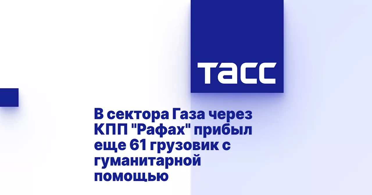 В сектора Газа через КПП 'Рафах' прибыл еще 61 грузовик с гуманитарной помощью