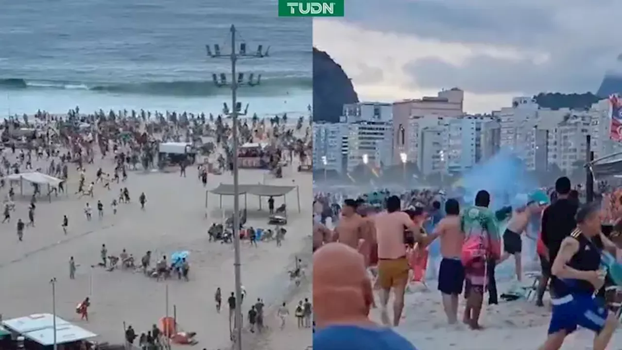 Fans de Fluminense emboscan a los de Boca Juniors en playa de Copacabana