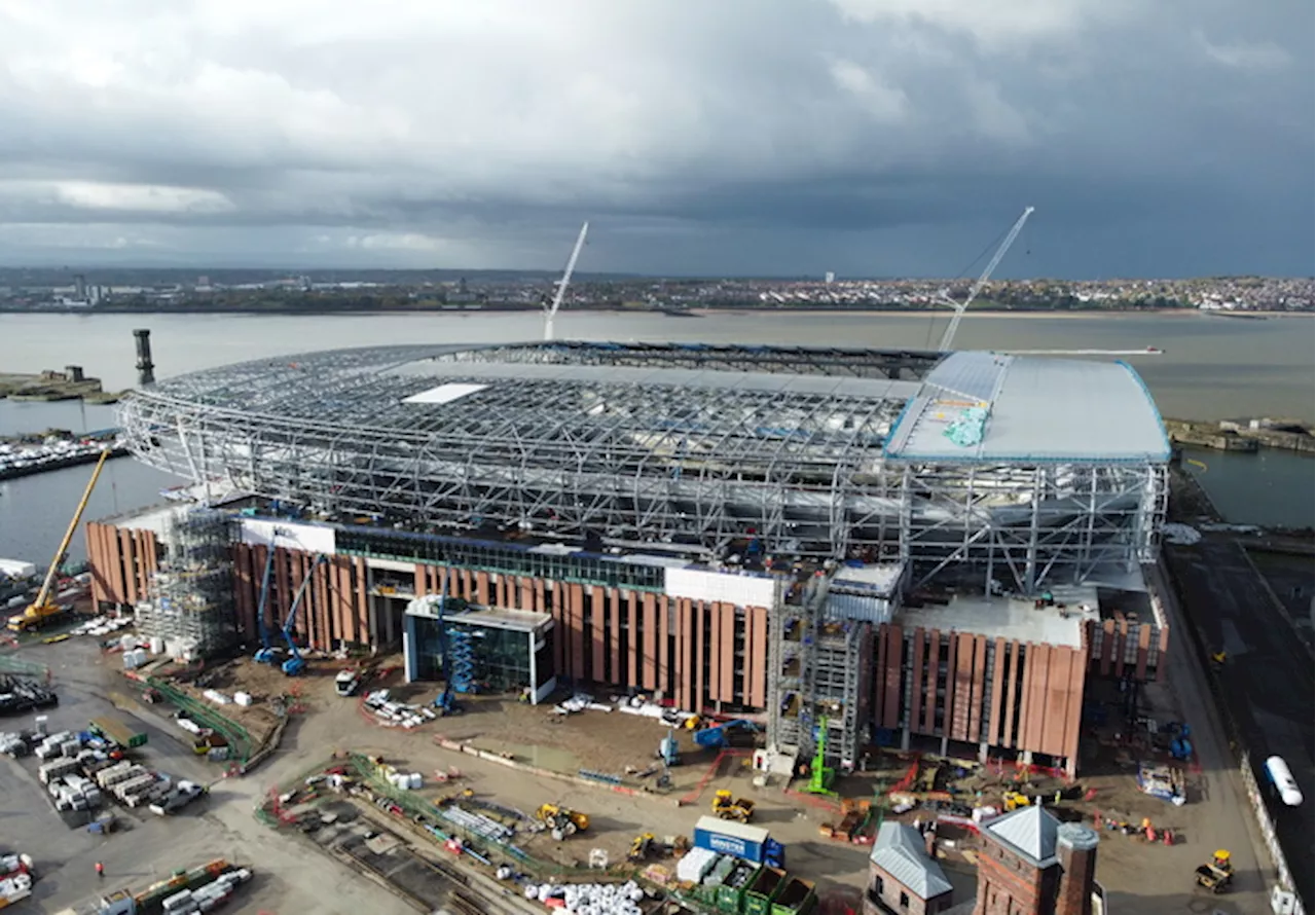 Il nuovo stadio dell'Everton in costruzione a Liverpool