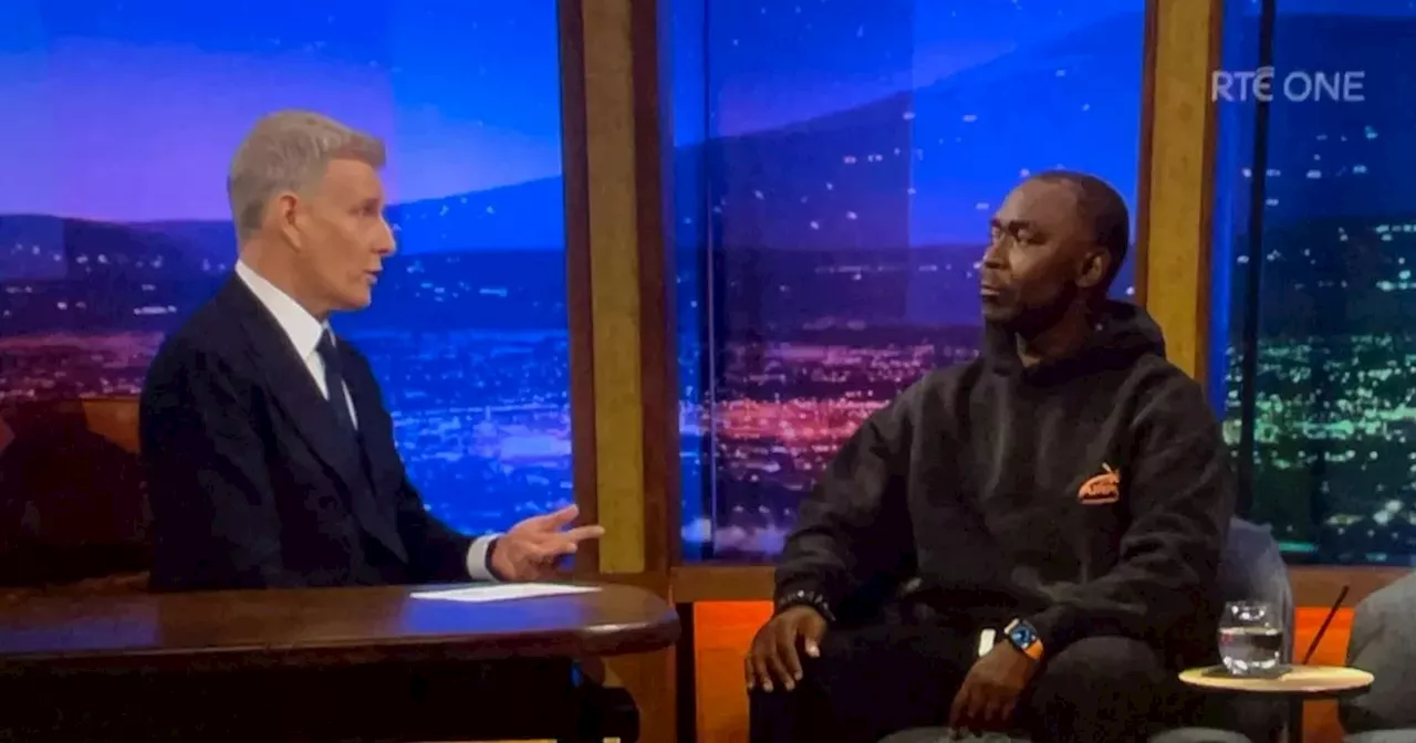 Patrick Kielty beams as he chats to 'sporting hero' Andy Cole on Late Late Show