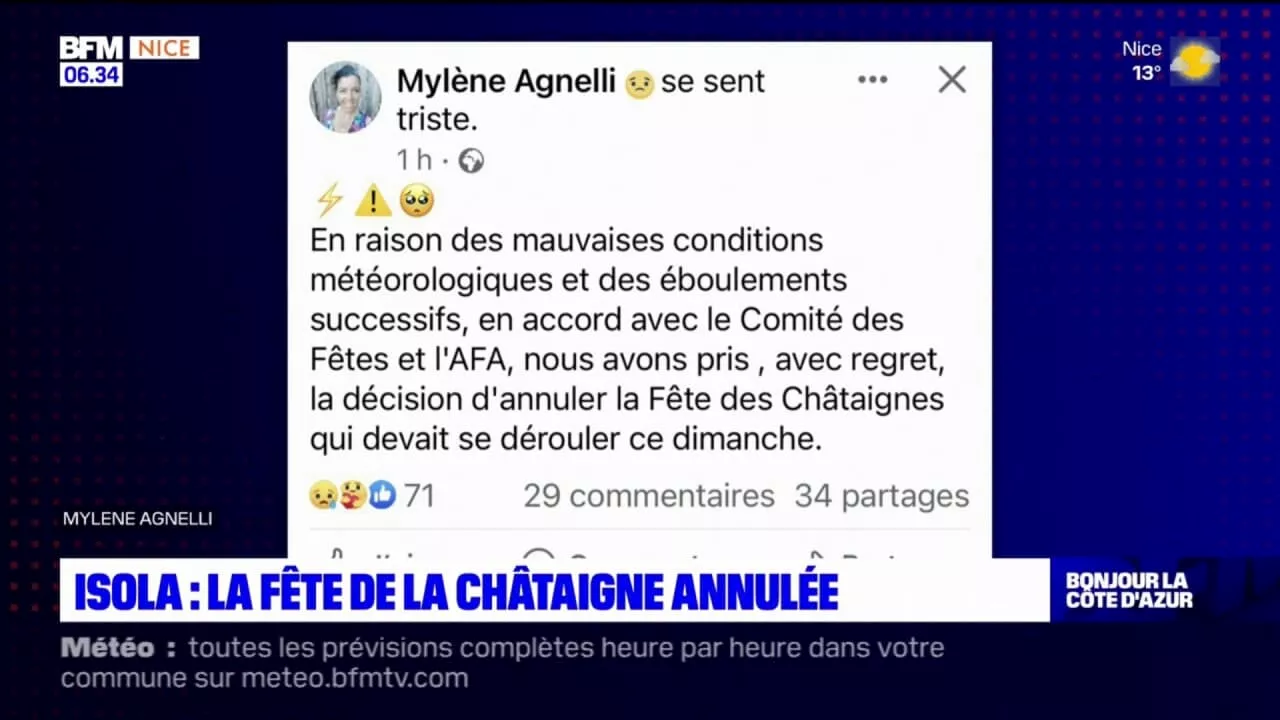 Isola: la fête de la Châtaigne annulée après un éboulement sur la RM 2205