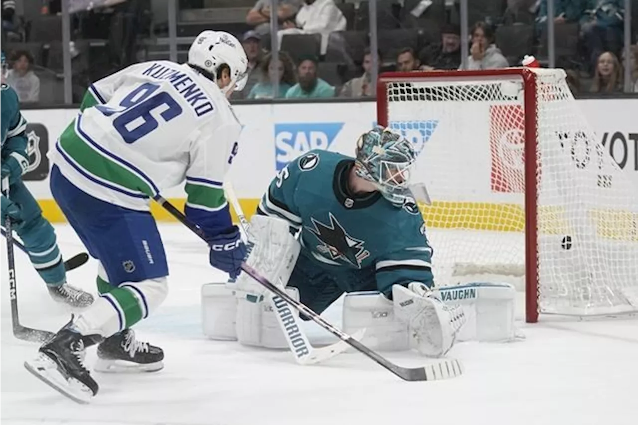 Hughes has five-point night to lead Canucks to 10-1 blowout win over Sharks