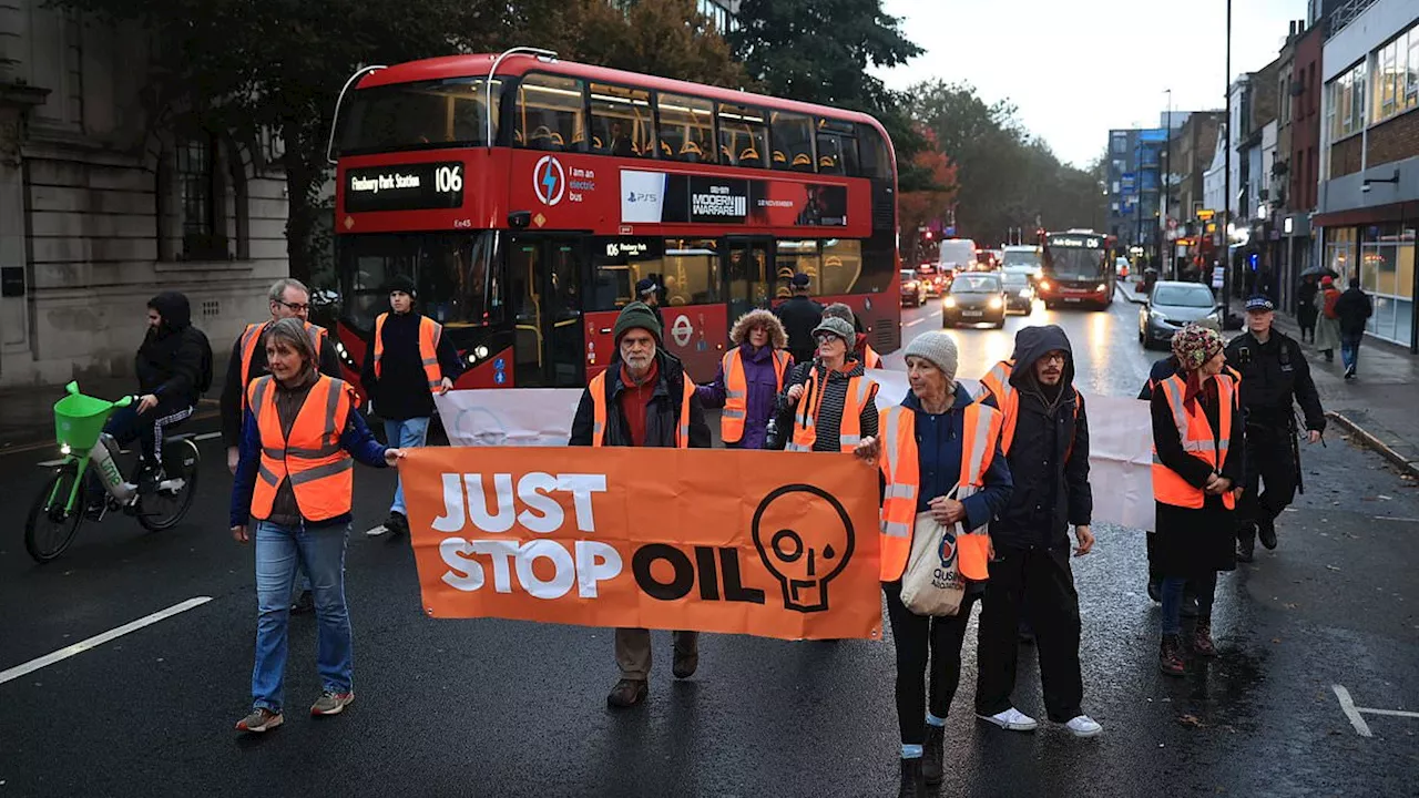 Just Stop Oil deploy latest 'die in' tactic as they bring chaos to the streets of east London during...